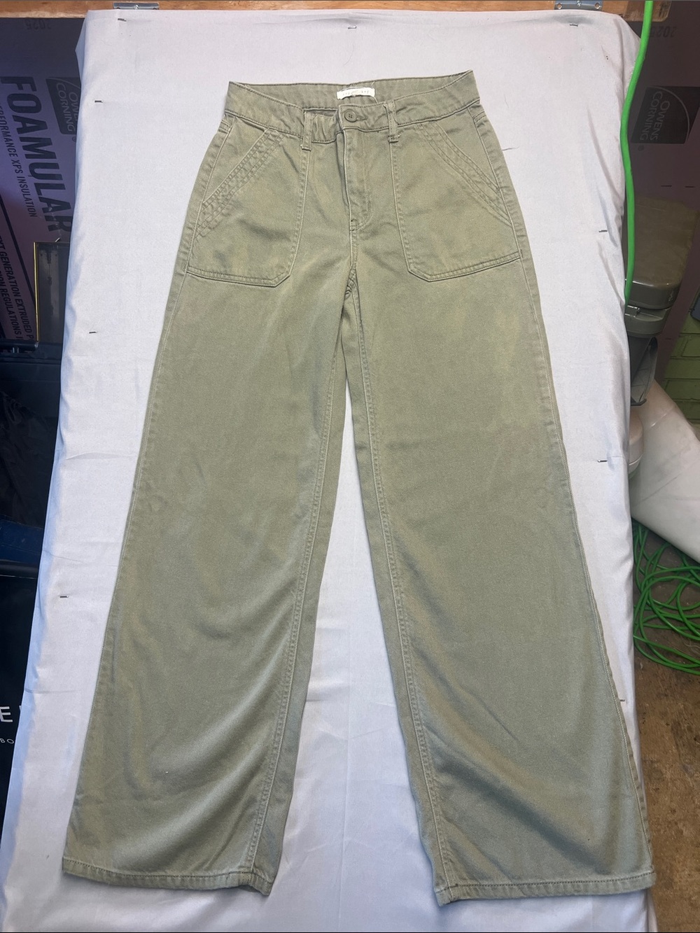 Copper Key Olive Utility Wide-Leg Pants